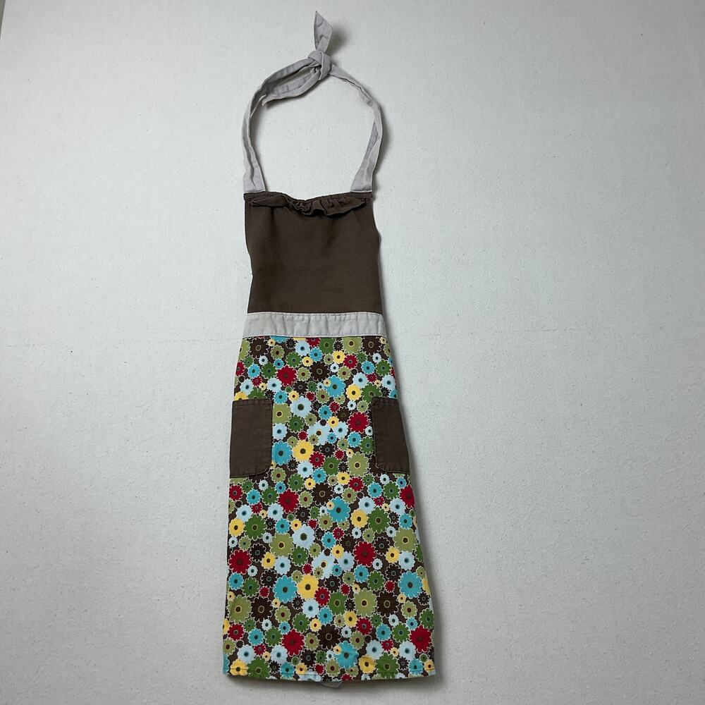 Thirty-One Kids One Size Brown Floral Adjustable Apron